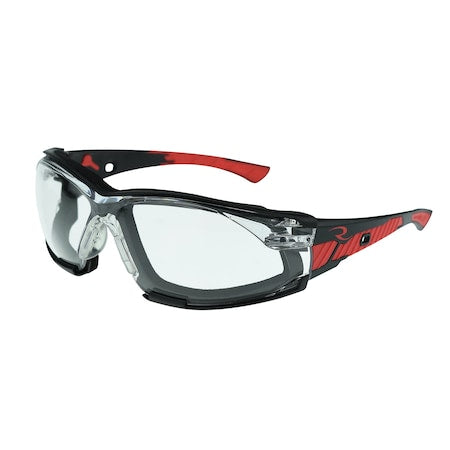 Obliterator IQ, Safety Glasses, IQuity Anti-Fog & Anti-Scratch, Clear IQ Lens, Black / Red Frame
