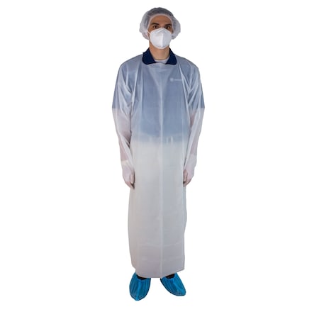 CPE Isolation Gown, 1XL, White, PK100