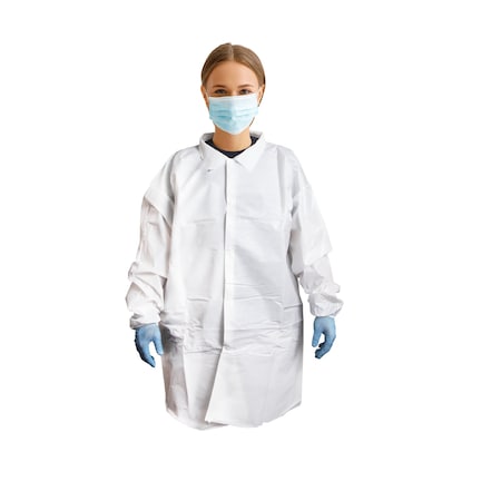 Lab Coat, White, L, 30 PK