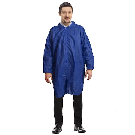 Lab Coat, Navy, L, 50 PK