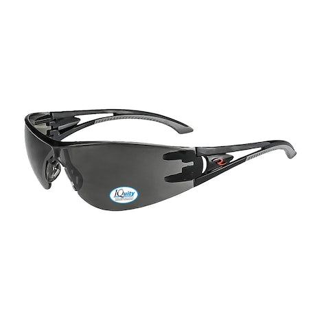 Optima IQ, Safety Glasses, Anti-Fog & Anti-Scratch, Smoke IQ Lens, Black Frame, Frameless