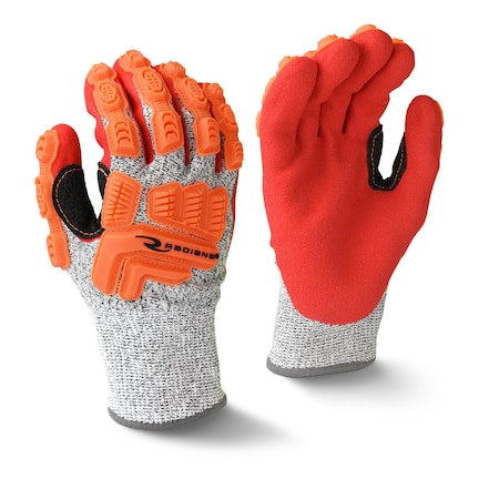 Hi-Vis Cut Resistant Impact Coated Gloves, Cut Level A5 , Foam Nitrile , Sandy Foam , XL