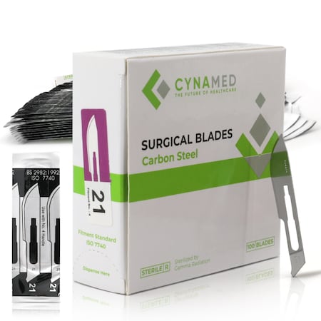 Lab Scalpel Blades,Size 21,Box of 100