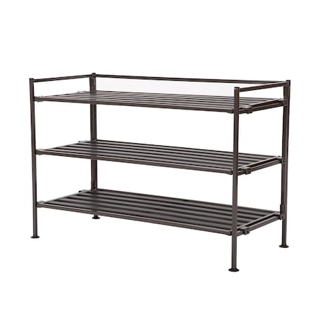 Shoe Rack,Resin Slatted,3 Tier,Espresso