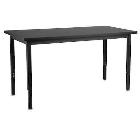Rectangle Height Adjust Science Lab Table, 24" x 48, 24" W, 48" L, 22.25-37.25" H, Black