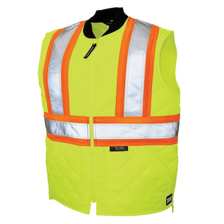 Hi-Vis Quilted Safety Vest L Class 2 X Back, , Zipper 3 Pockets