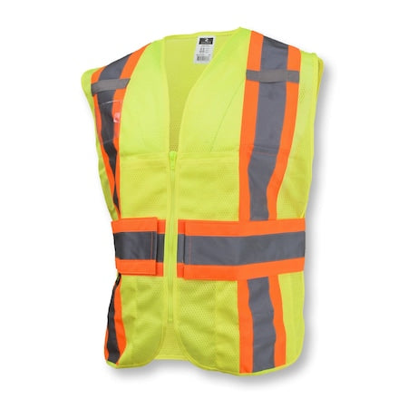 Two-Tone Expandable Safety Vest 2XL Class 2 , Zipper Closure 4 Pockets, 2 Mic Tab, ID Window