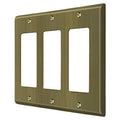 Triple Rocker Switch Plate, Number of Gangs: 3 Solid Brass, Antique Brass Finish