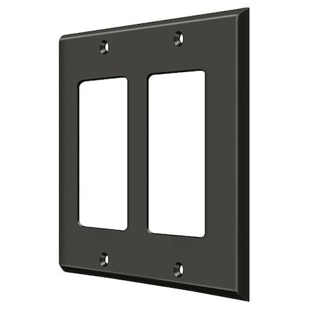Double Rocker Switch Plate, Number of Gangs: 2 Solid Brass, Oil Rubbed Bronze Finish