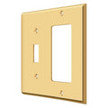 Single Switch/Single Rocker Switch Plate, Number of Gangs: 2 Solid Brass, PVD Polished Brass Finish