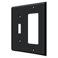 Single Switch/Single Rocker Switch Plate, Number of Gangs: 2 Solid Brass, Paint Black Finish