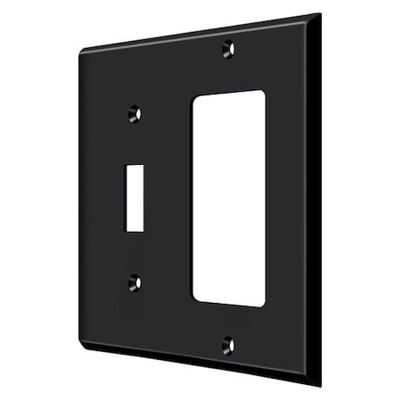 Single Switch/Single Rocker Switch Plate, Number of Gangs: 2 Solid Brass, Paint Black Finish