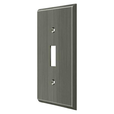 Single Standard Switch Plate, Number of Gangs: 1 Solid Brass, Antique Nickel Finish