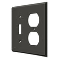 Single Switch/Double Outlet Switch Plate, Number of Gangs: 2 Solid Brass, Oil Rubbed Bronze Finish