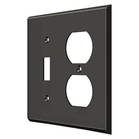 Single Switch/Double Outlet Switch Plate, Number of Gangs: 2 Solid Brass, Oil Rubbed Bronze Finish