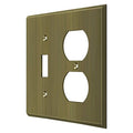 Single Switch/Double Outlet Switch Plate, Number of Gangs: 2 Solid Brass, Antique Brass Finish