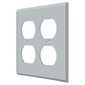 Quadruple Outlet Switch Plate, Number of Gangs: 2 Solid Brass, Brushed Chrome Finish