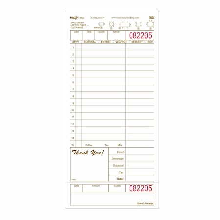 Guest Check Cardboard 1Pt,15 Line,PK2000