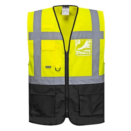 Warsaw Executive Hi-Vis Vest 4XL Class 1 , Zipper 7 Pockets, 2 Mic Tab, ID Window