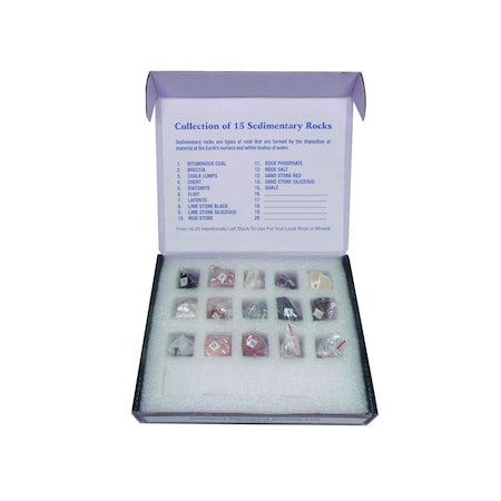Sedimentary Rock Set, 15 Specimens