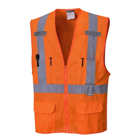 Atlanta Hi-Vis Vest 2XL Class 2 X Back, , Zipper 6 Pockets, 2 Mic Tab