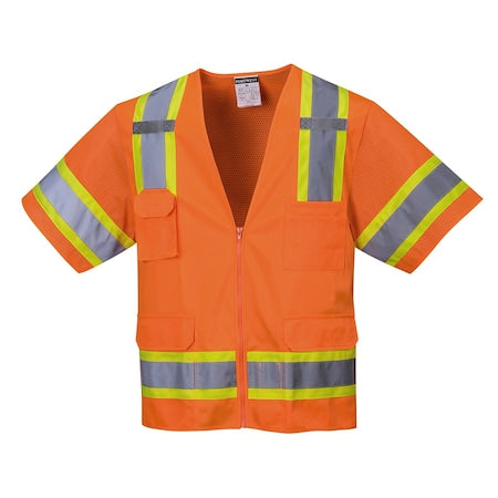 Aurora Hi-Vis Vest w/Sleeves XL Class 2 , zipper 6 Pockets, 2 Mic Tab