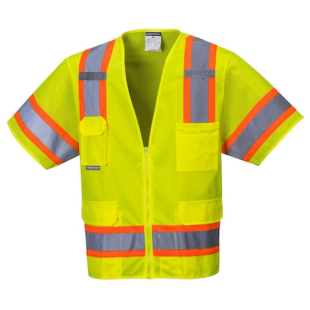 Aurora Hi-Vis Vest w/Sleeves L Class 2 , zipper 6 Pockets, 2 Mic Tab