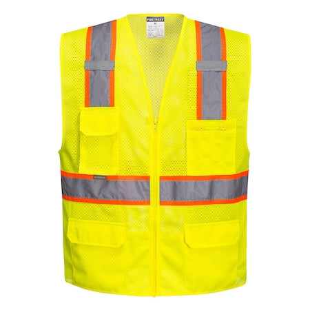 Orlando Hi-Vis Vest 2XL Class 2 , Zipper 6 Pockets, 2 Mic Tab
