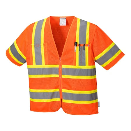 Augusta Hi-Vis Vest w/Sleeves L Class Class 3 , Zipper 4 Pockets