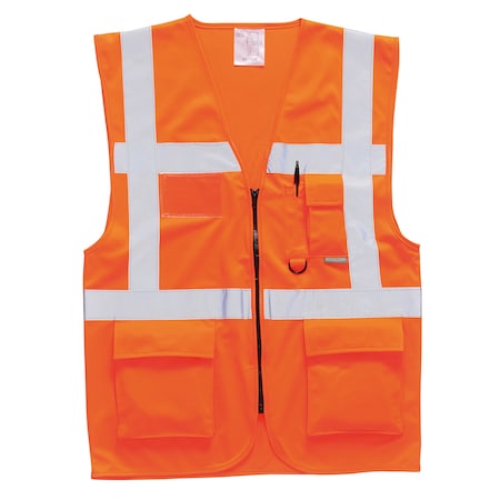 Hi-Vis Safety Vest 5XL Class 2 , Zipper 7 Pockets, 2 Mic Tab, ID Window