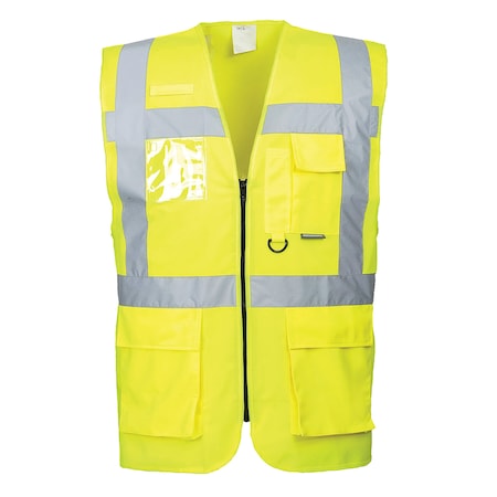 Hi-Vis Safety Vest 3XL Class 2 , Zipper 7 Pockets, 2 Mic Tab, ID Window