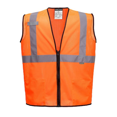 Hi-Vis Safety Vest 3XL Class 2 , Zipper 2 Pockets, 1 Mic Tab