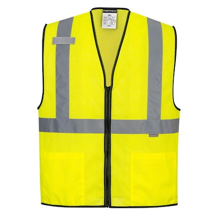 Hi-Vis Safety Vest S Class 2 , Zipper 2 Pockets, 1 Mic Tab