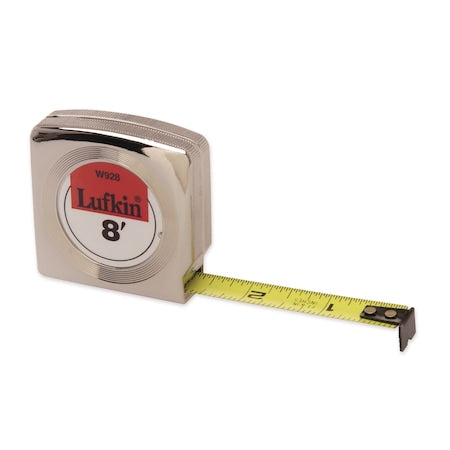 1/2" x 12' Mezurall Chrome Case Yellow Clad Power Return Tape Measure