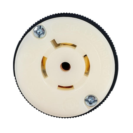 Locking Connector, L21-20R, 20 A, 120/208V AC, Three Phase, 4 Pole, Spring Clamp Terminals