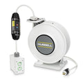 Cord Reel With Hand Lamp, Spring Retracted, Hospital Grade NEMA 5-20R, 12 AWG, White Reel Color