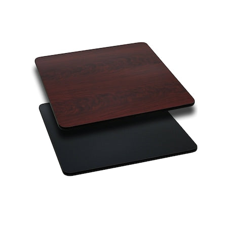 Square Square Table Top, Black or Mahogany Rever, 24" W, 24" L, 1.125" H, Black/Mahogany