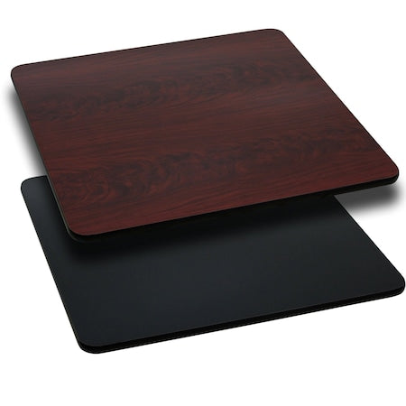 Square Square Table Top with Black or Mahogany, 42" W, 42" L, 1.125" H, Black/Mahogany