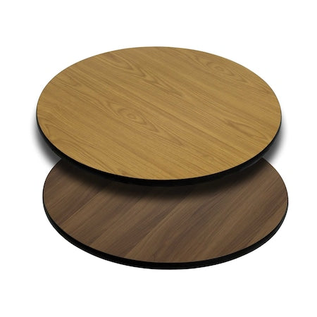 Round Round Table Top with Natural or Walnut R, 30" W, 30" L, 1.125" H, Laminate, Wood Grain
