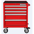 WESTWARD Rolling Tool Cabinet, 5-Drawers, Powder Coated Red, 27" W x 18" D x 33" H