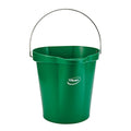 3 1/4 gal Round Bucket, 12-3/4 in H, 12 4/5 in Dia, Green, Polypropylene/Stainless Steel