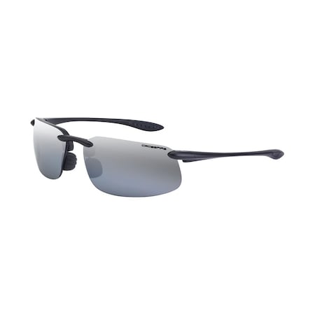ES4, Safety Glasses, Anti-Scratch, Silver Mirror POL Lens, Crystal Black Frame, Polarized