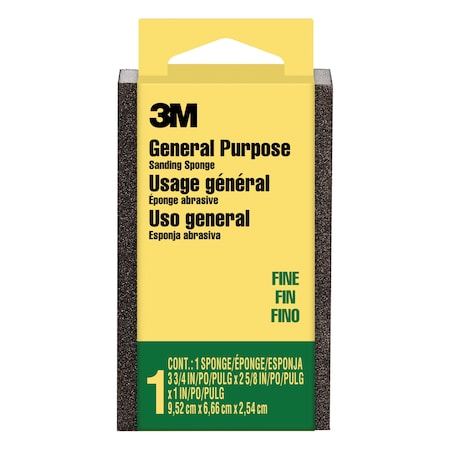 Sanding Sponge, Fine, 3 3/4"L, 2 5/8"W