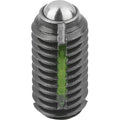 Spring Plunger Standard Spring Force, Long-Lok D=1/4-28 L=14, Steel, Comp: Ball Steel