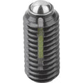 Spring Plunger Intensified Spring Force, Long-Lok D=3/8-16 L=23, Steel, Comp: Ball Steel