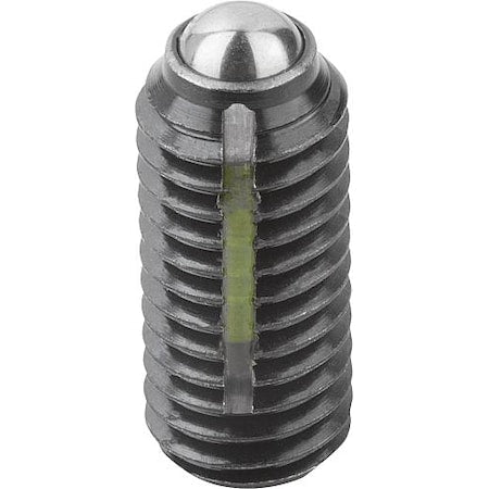 Spring Plunger Intensified Spring Force, Long-Lok D=3/8-16 L=23, Steel, Comp: Ball Steel