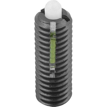 Spring Plunger Standard Spring Force, Long-Lok D=M05 L=18, Steel, Comp: Pin POM Plastic