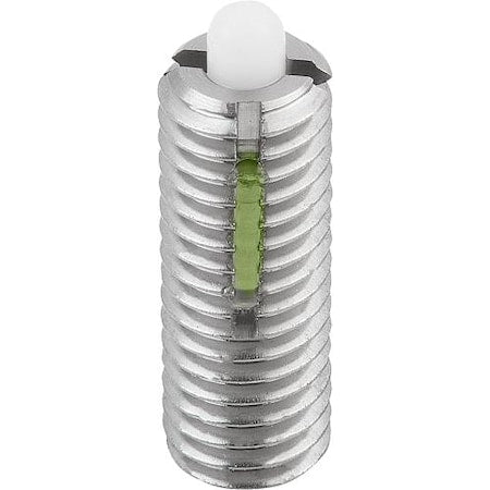 Spring Plunger Standard Spring Force D=1/4-28 L=20, Stainless Steel, Long-Lok, Comp: Pin Pom