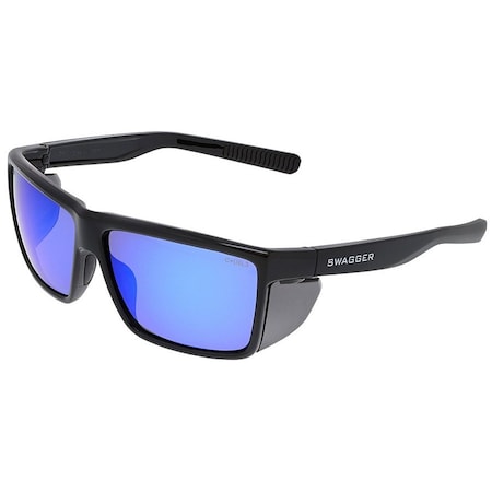 Swagger (SR2), Safety Glasses, Anti-Scratch, Clear Lens, Black Frame, Full-Frame