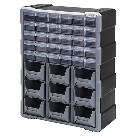 Cabinet With 30 Plastic Drawers / 9 Bins, Black